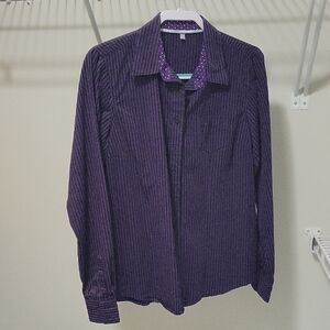 Cinch Dark Purple Striped Button Down Shirt